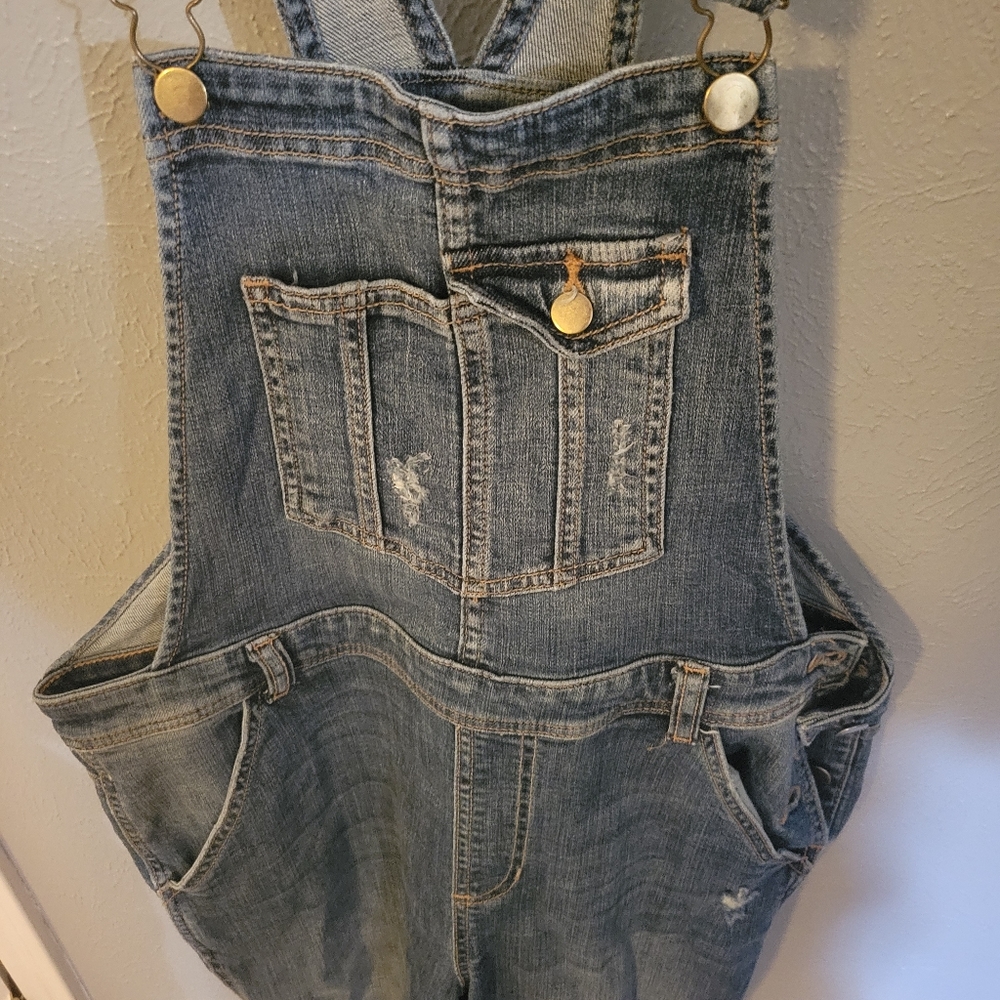 Women's Distressed Overalls - Picture 3 of 5